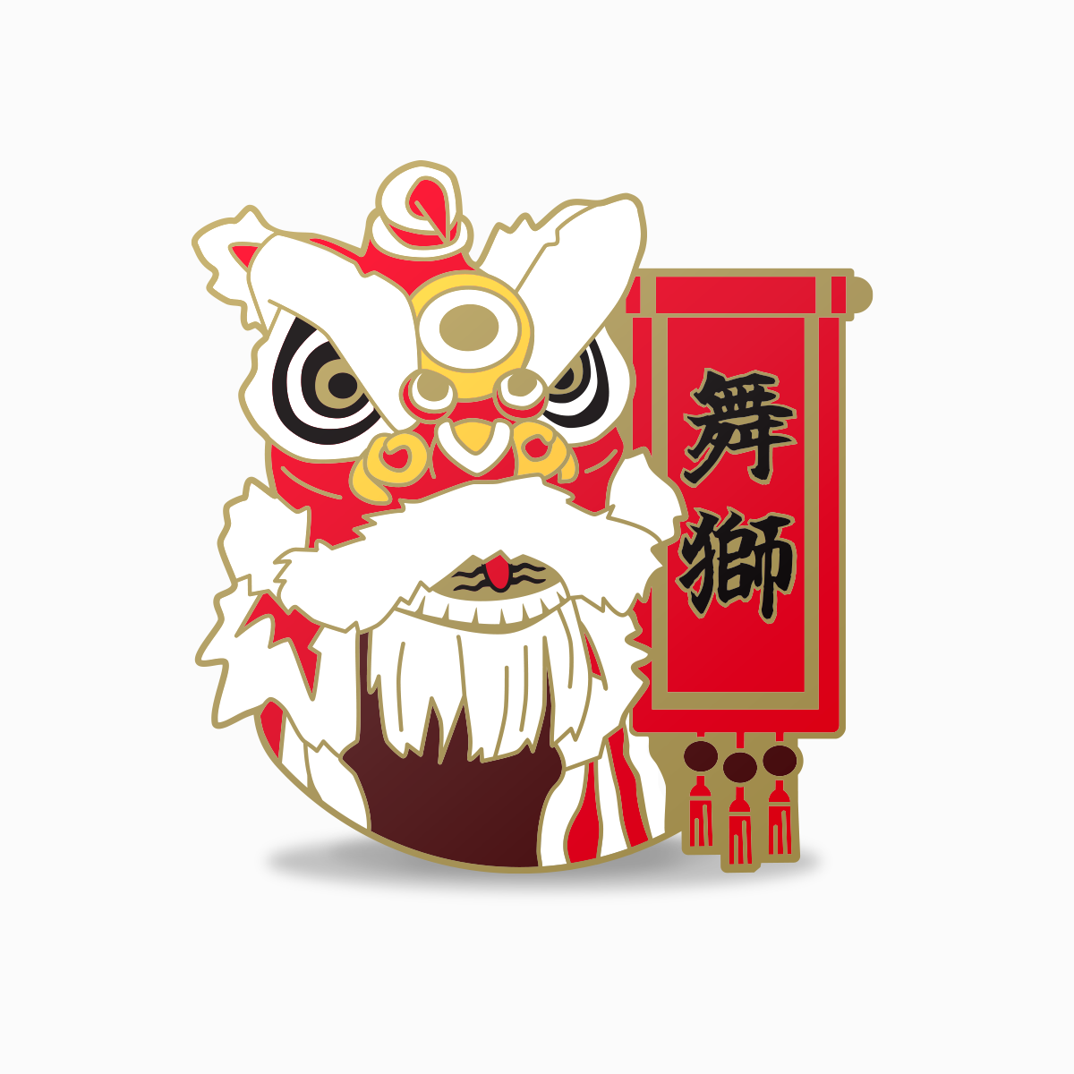 Lion Dancers Enamel Pin